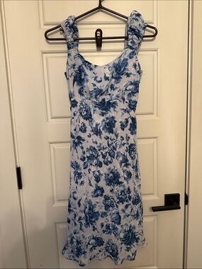 Abercrombie & Fitch White and Blue Floral Midi Dress
